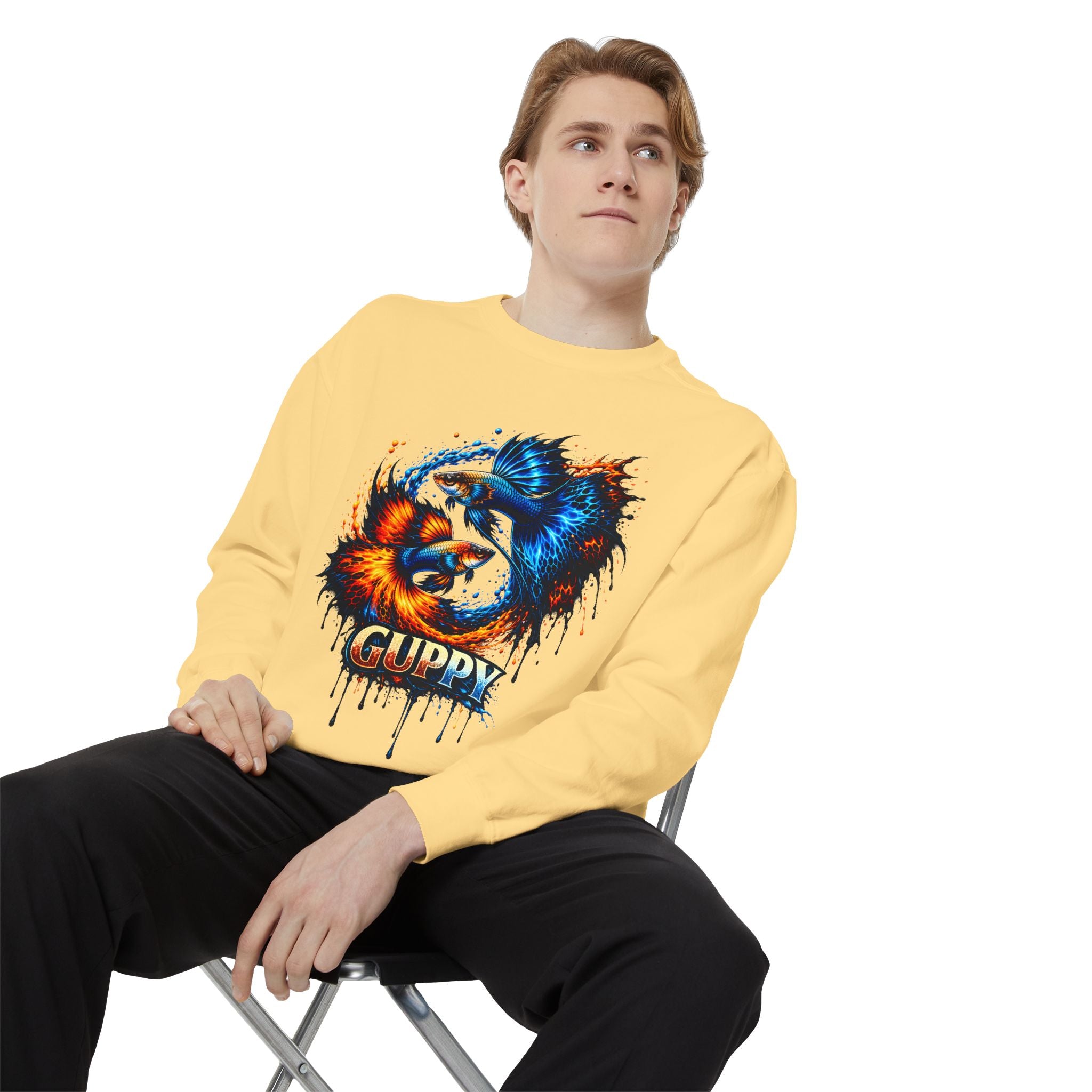Fire & Ice Guppy – Premium "Neon Flare" Garment-Dyed Sweatshirt