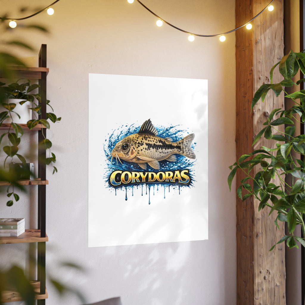 Peppered Corydoras Fish Art Poster — Vibrant Aquarium Print