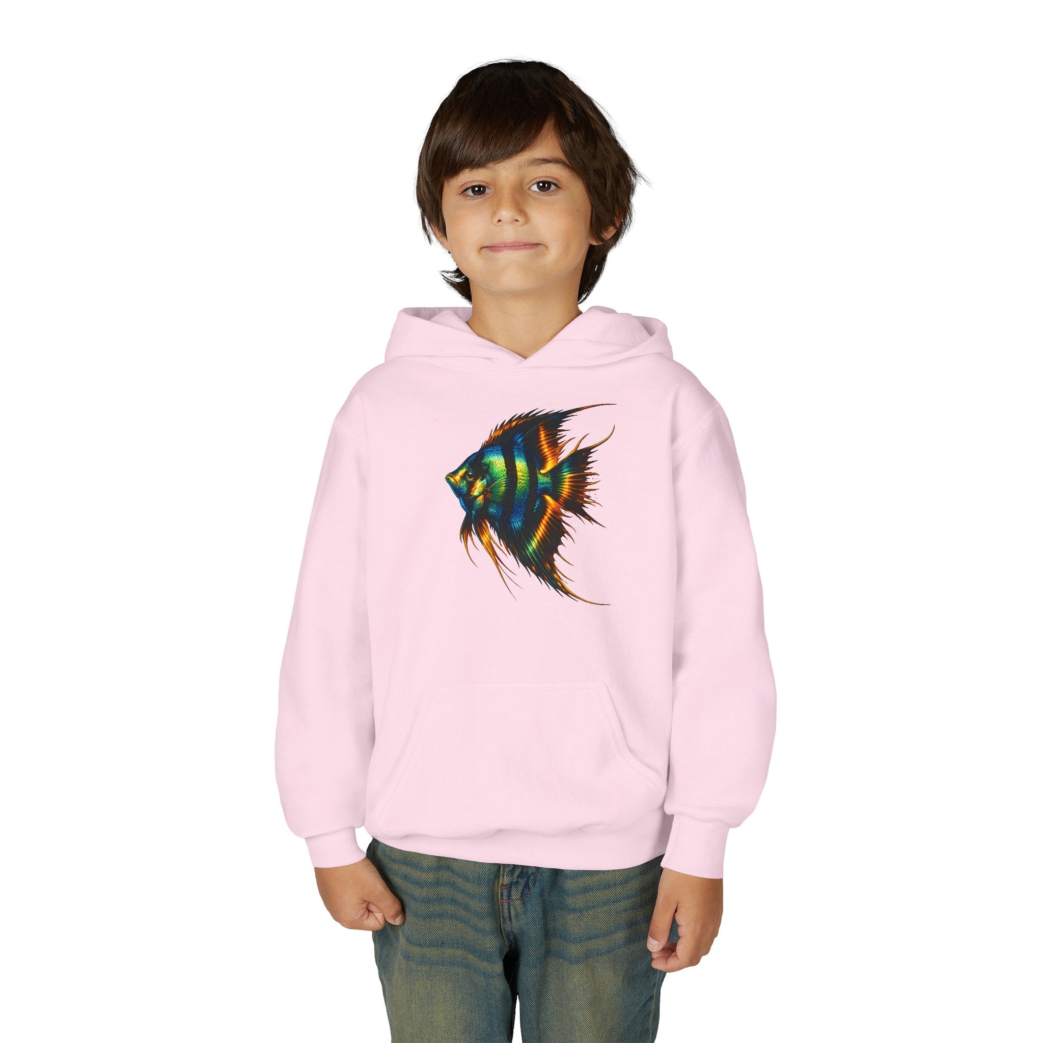 Youth Angelfish Hoodie - Colorful Aquarium Fish Graphic Sweatshirt
