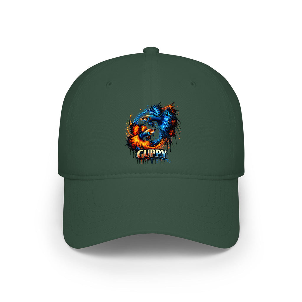 Low Profile Cap — Colorful Grunge Fish 'Guppy' Embroidered Hat