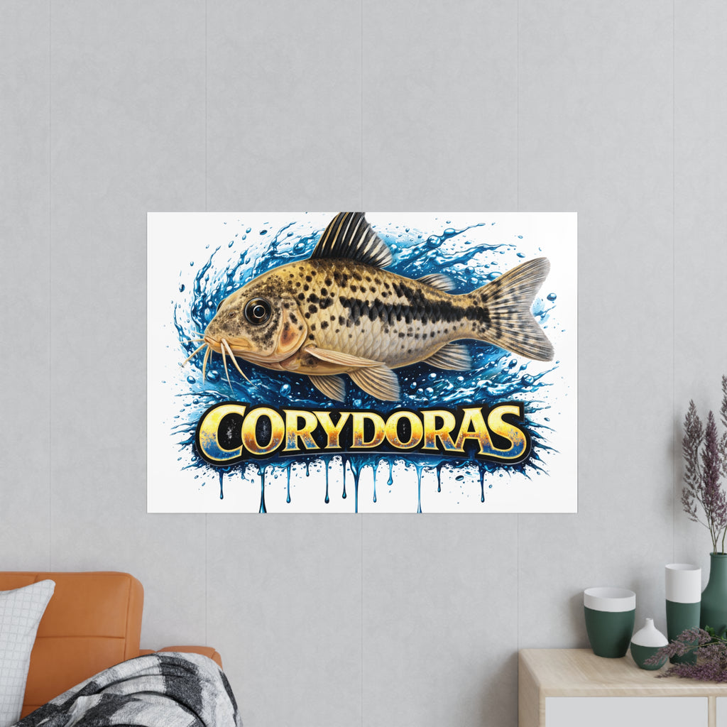Peppered Cory Photopaper Poster — Colorful Aquarium Catfish Art Print