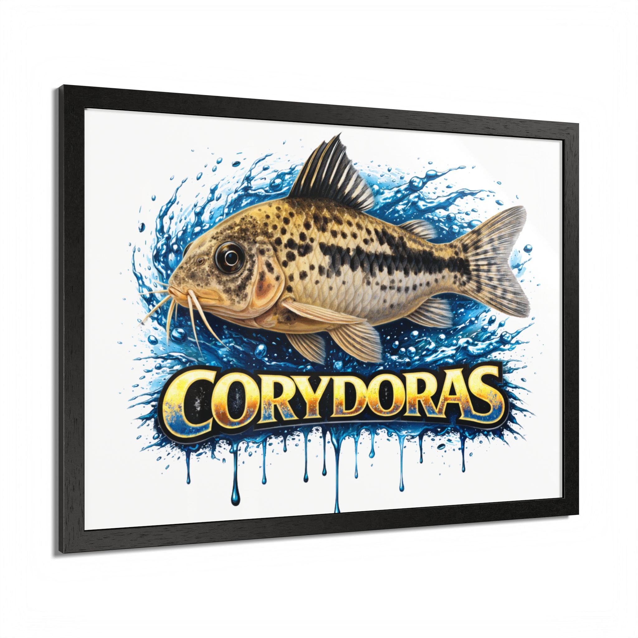 Corydoras Fish Framed Poster — Colorful Aquarium Art Print