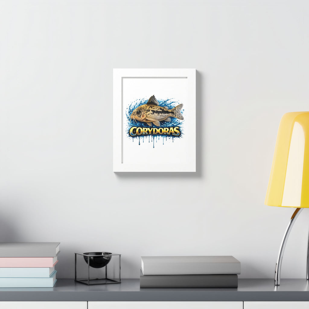 Corydoras Fish Framed Poster — Colorful Aquarium Art Print