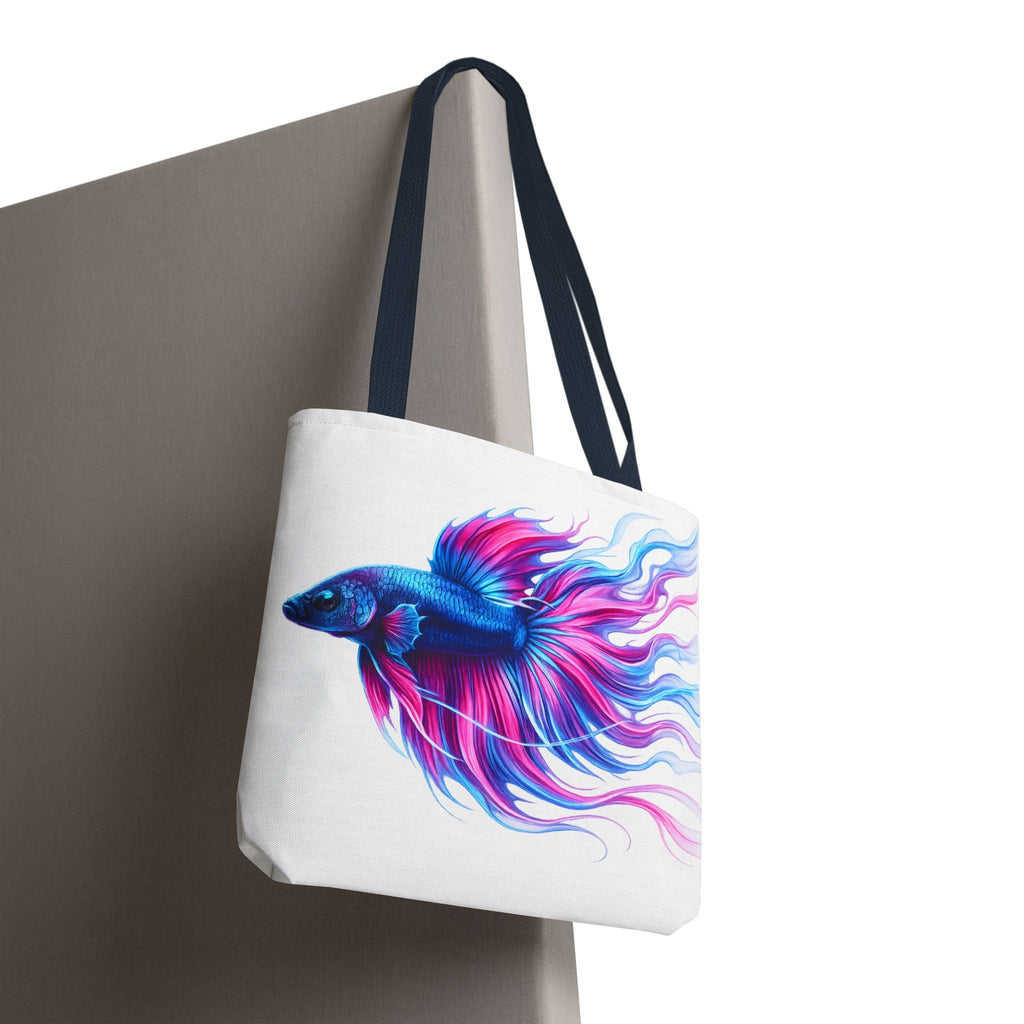Colorful Betta Fish Tote Bag — Vibrant Blue & Pink Aquatic Art Beach Tote