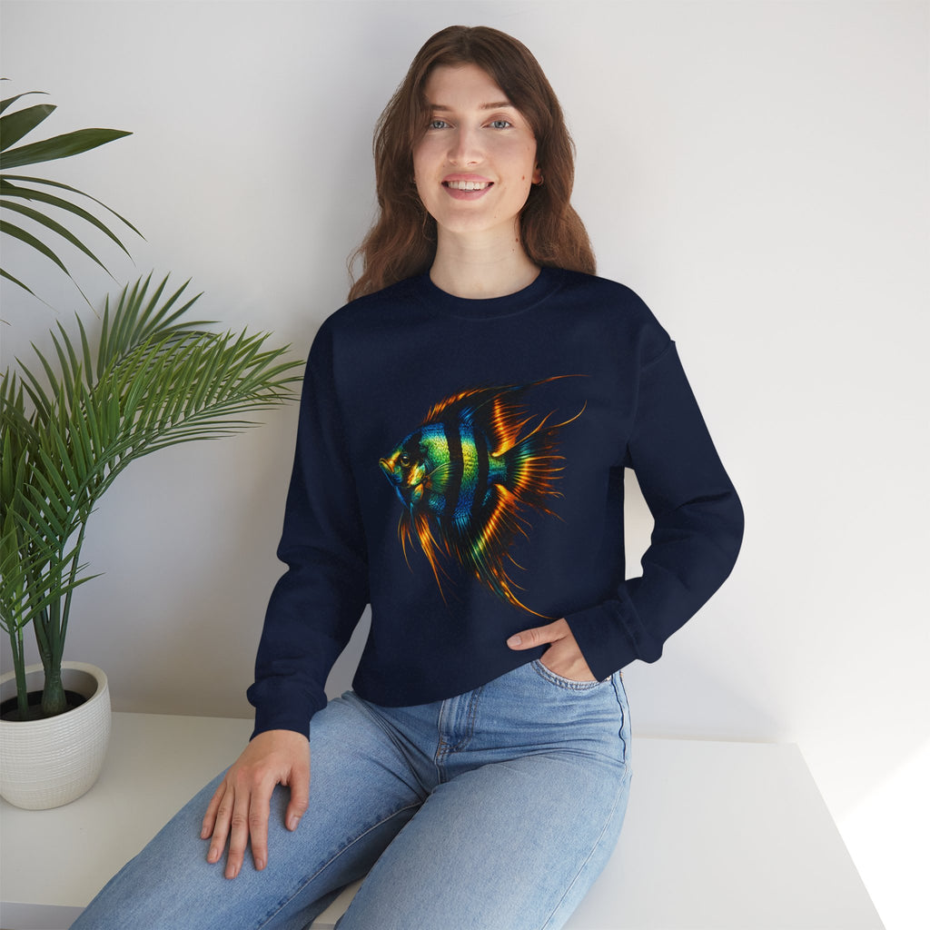 Angelfish Graphic Sweatshirt — Colorful Tropical Fish Crewneck