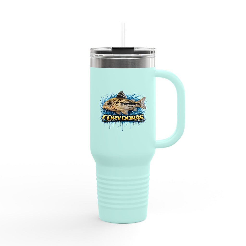 Corydoras Fish 40oz Insulated Travel Mug — Fishing Aquarium Lover Tumbler