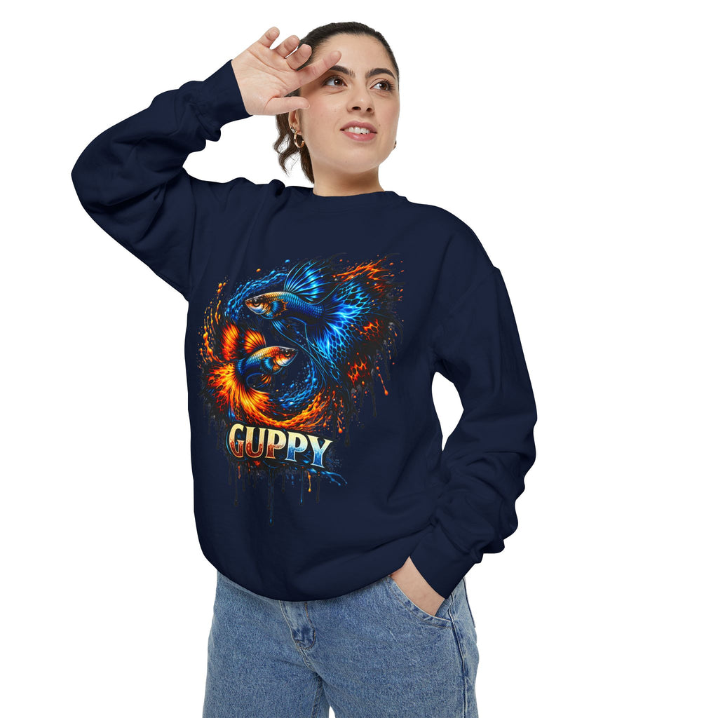 Fire & Ice Guppy – Premium "Neon Flare" Garment-Dyed Sweatshirt