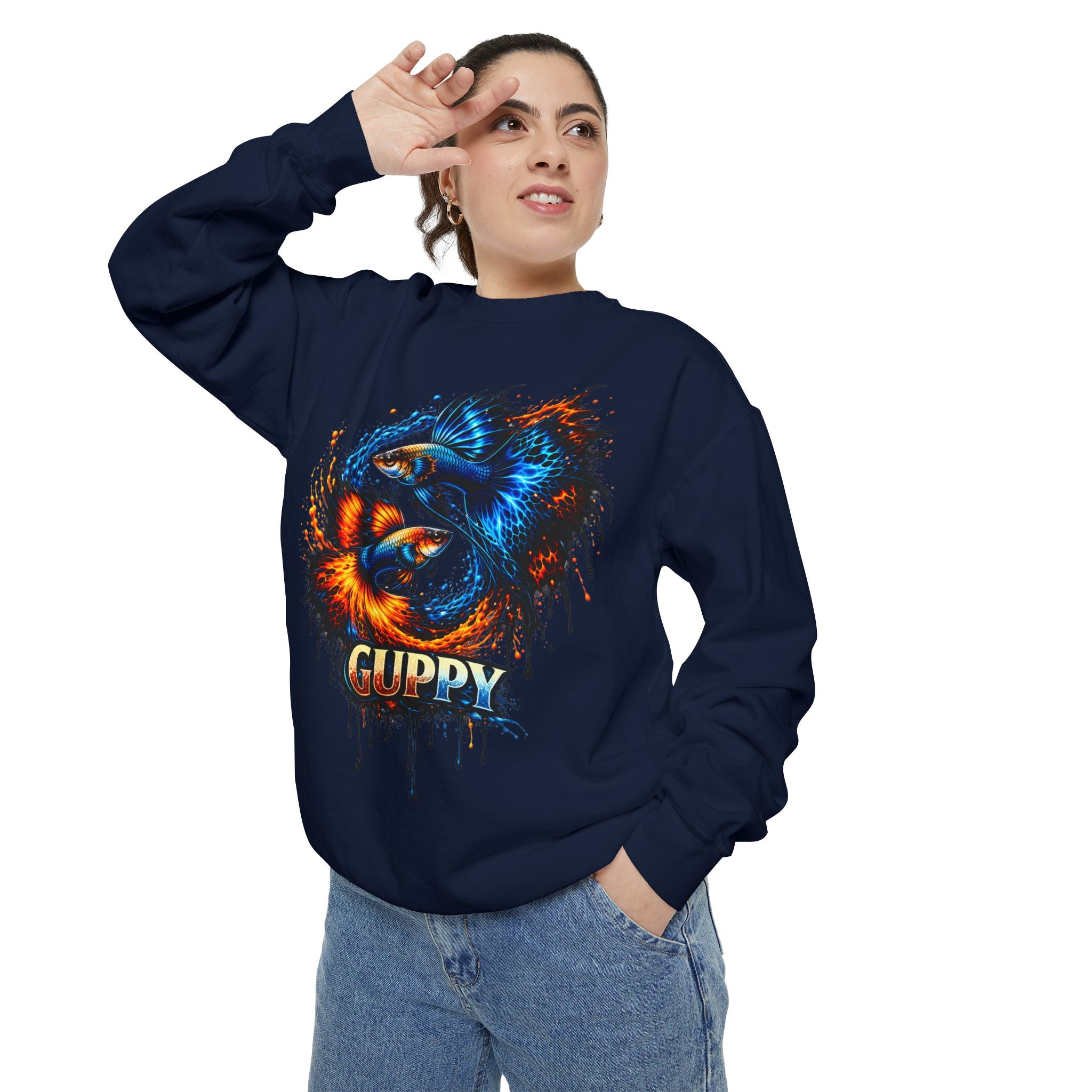 Fire & Ice Guppy – Premium "Neon Flare" Garment-Dyed Sweatshirt
