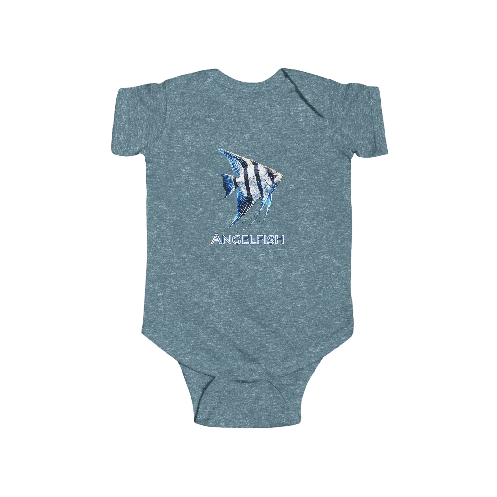 Angelfish Baby Bodysuit — Blue Aquarium Fish Infant Onesie