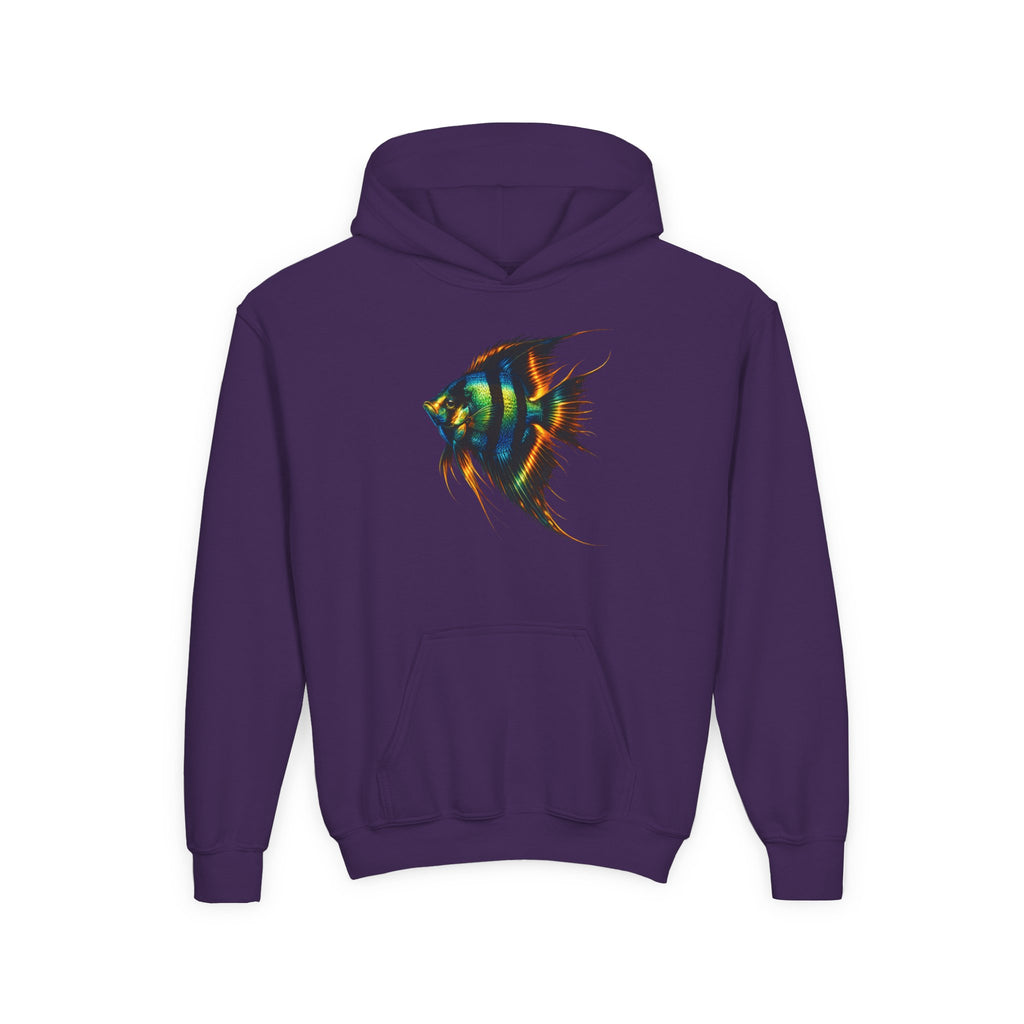 Youth Angelfish Hoodie - Colorful Aquarium Fish Graphic Sweatshirt