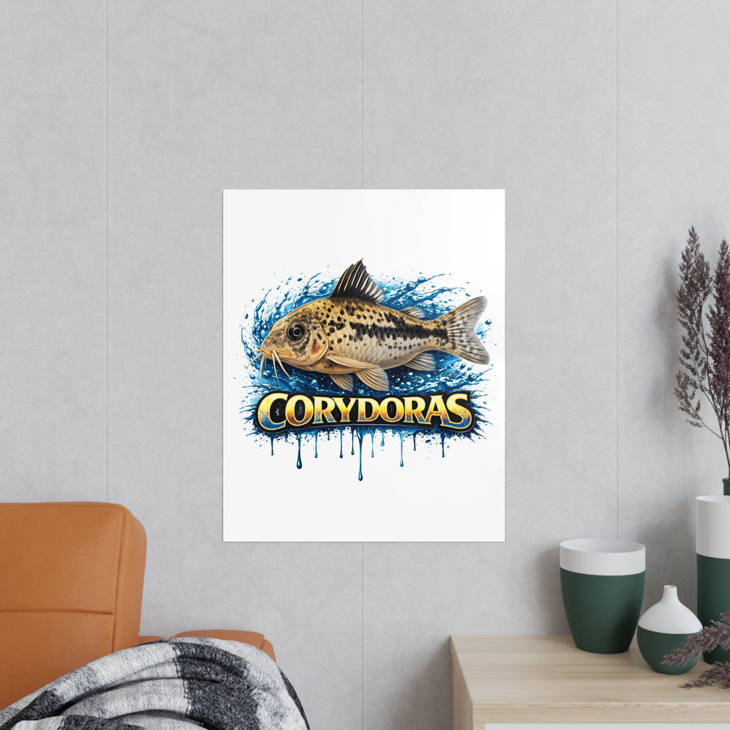 Peppered Cory Photopaper Poster — Colorful Aquarium Catfish Art Print