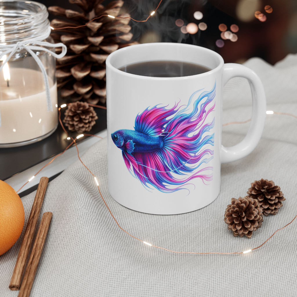 Colorful Betta Fish Ceramic Mug — Vibrant Aquatic Art Coffee Cup (11oz, 15oz)