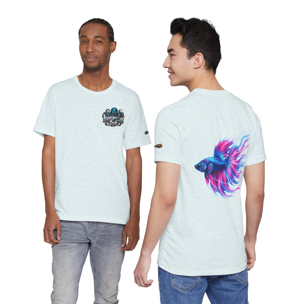 Betta Fish Graphic Tee — Vibrant Blue & Pink Aquatic Art T‑Shirt