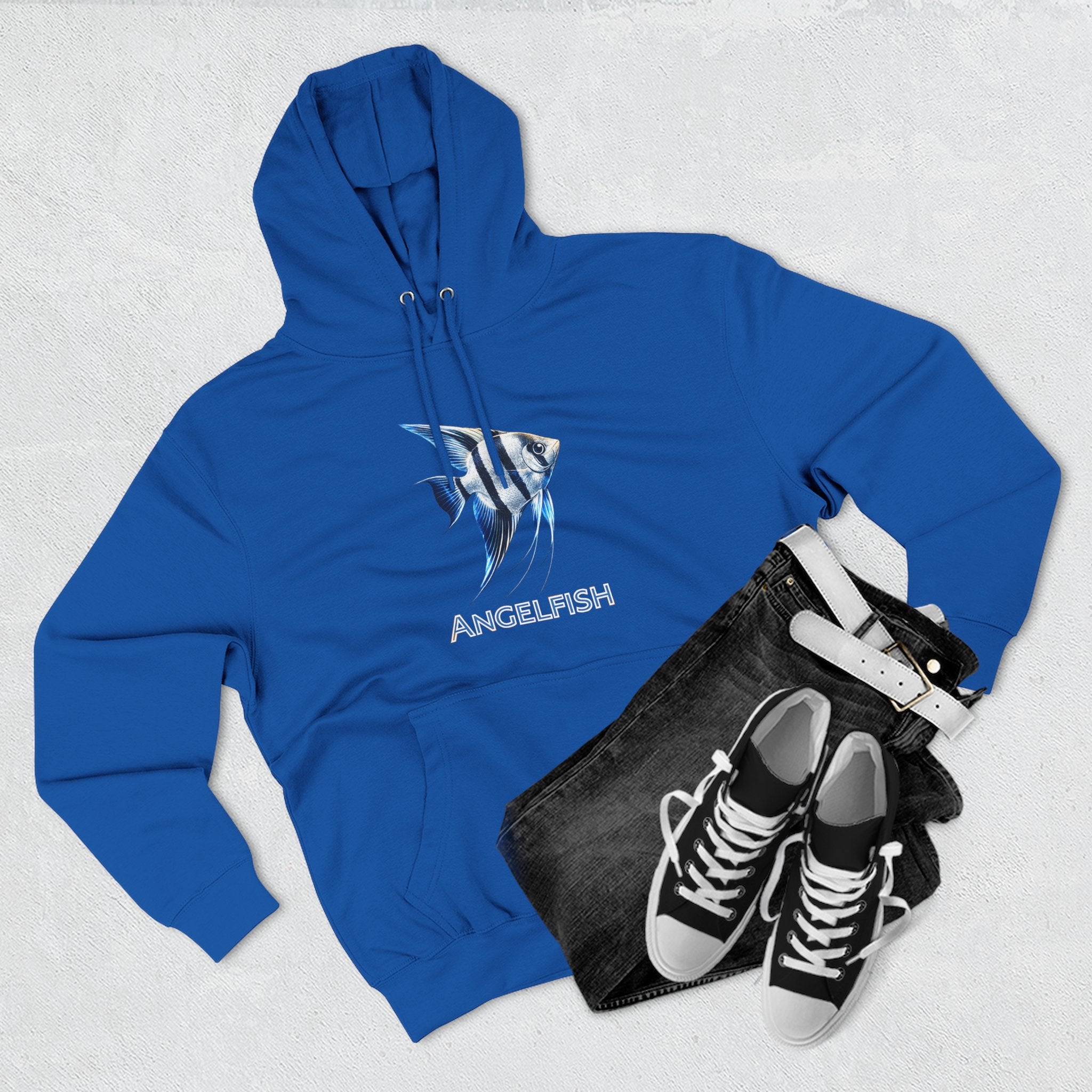 Angelfish Graphic Hoodie — Blue Aquarium Fish Pullover