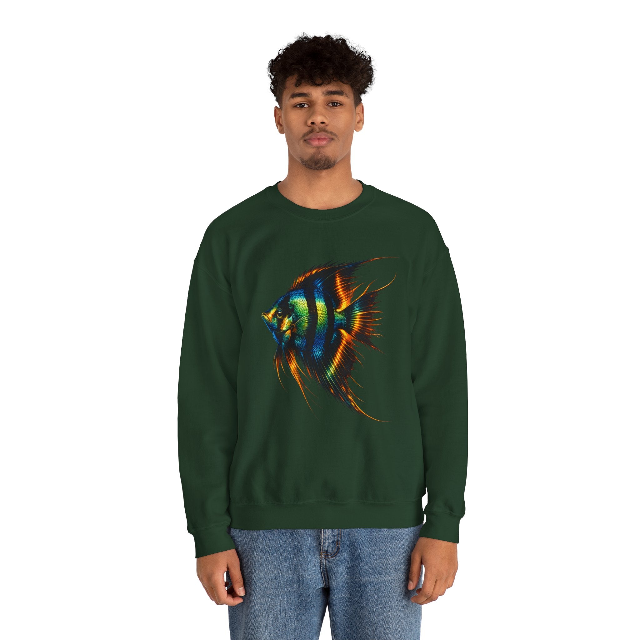 Angelfish Graphic Sweatshirt — Colorful Tropical Fish Crewneck