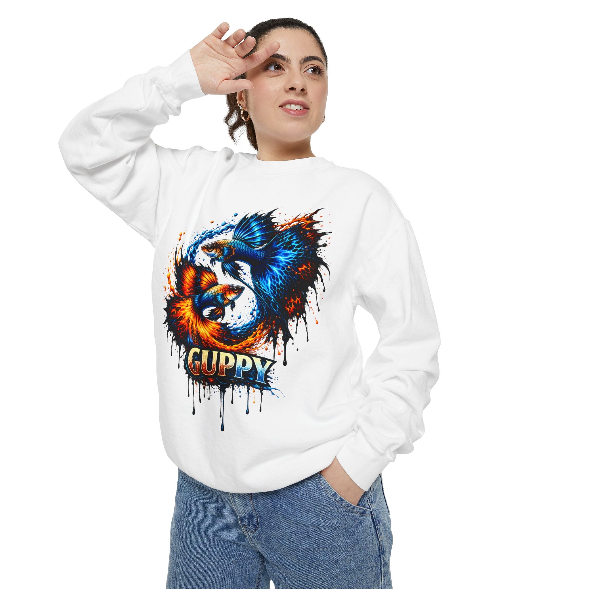Fire & Ice Guppy – Premium "Neon Flare" Garment-Dyed Sweatshirt