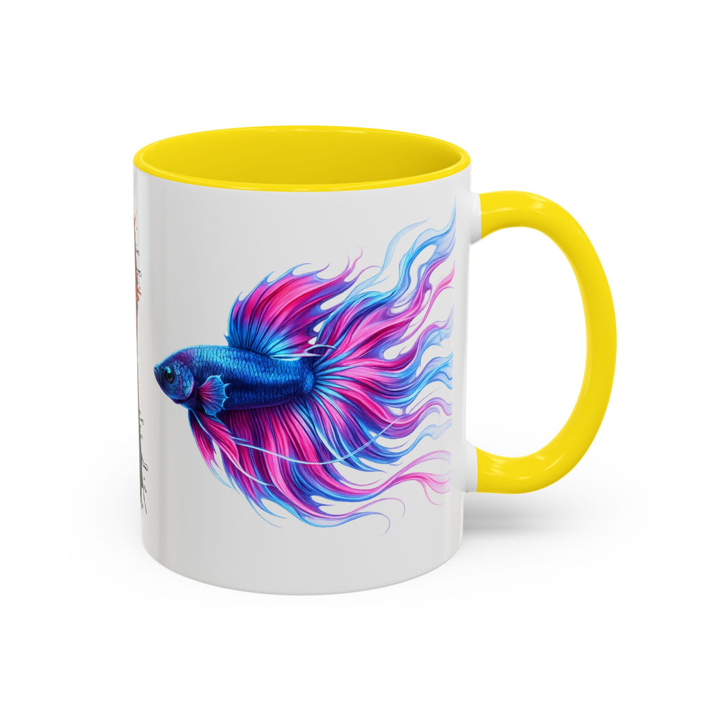 Betta Fish Accent Coffee Mug — Vibrant Neon Betta Design (11/15 oz)