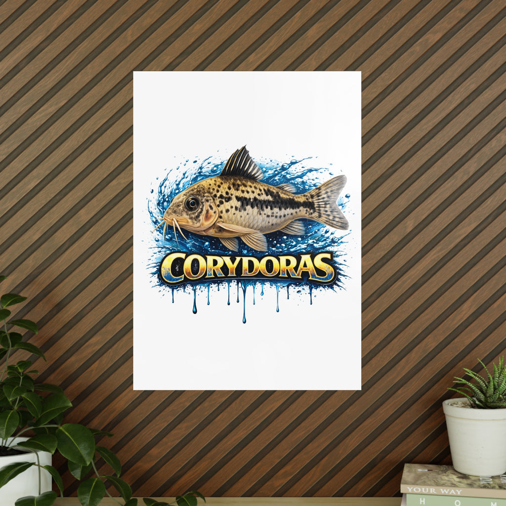 Peppered Cory Photopaper Poster — Colorful Aquarium Catfish Art Print