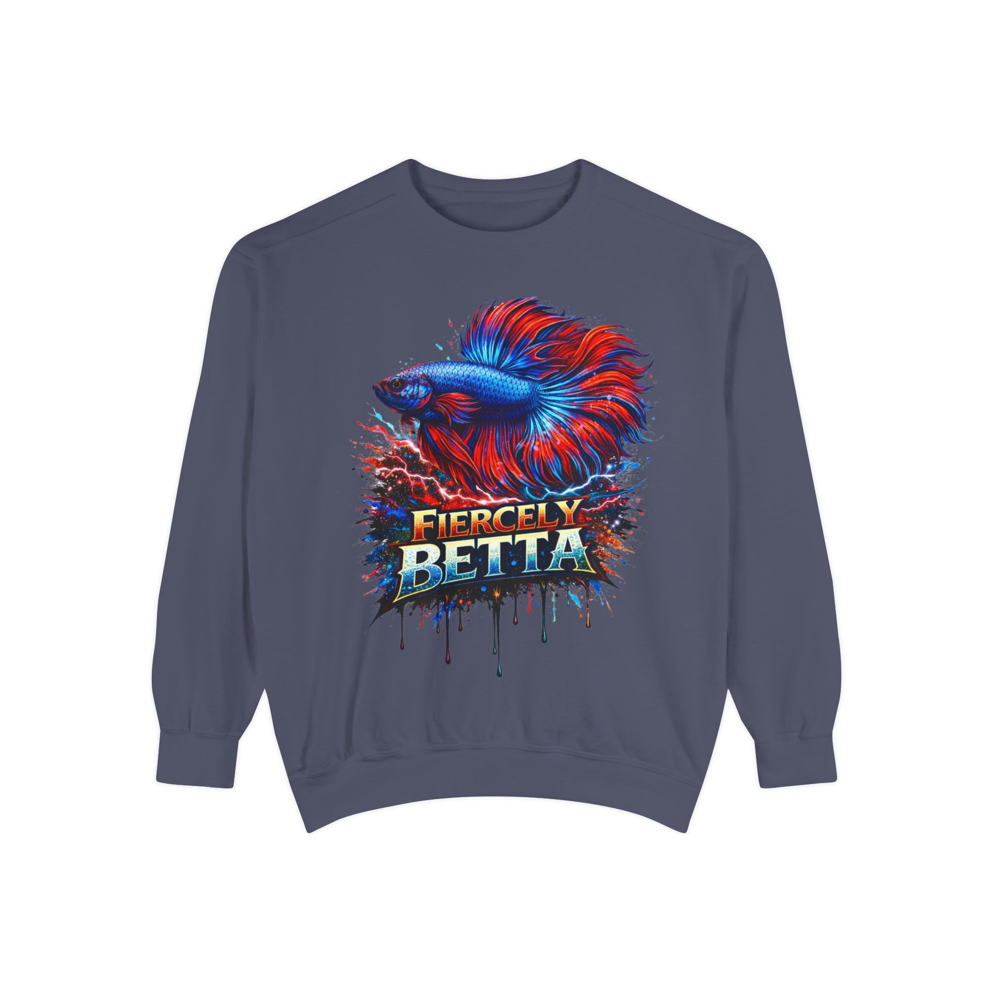 Betta Fish Sweatshirt — "Fiercely Betta" Colorful Aquarium Crewneck