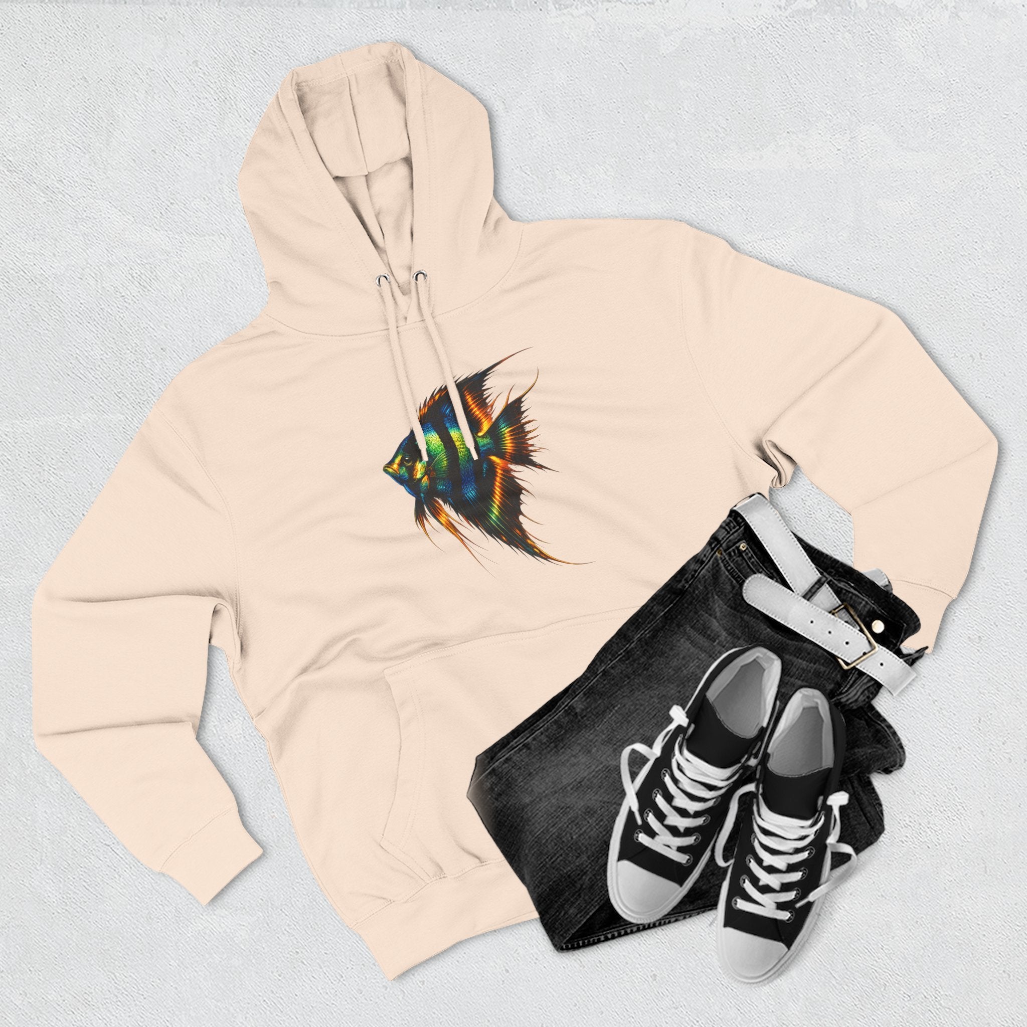 Angelfish Watercolor Hoodie – Colorful Aquarium Fish Graphic Fleece Pullover