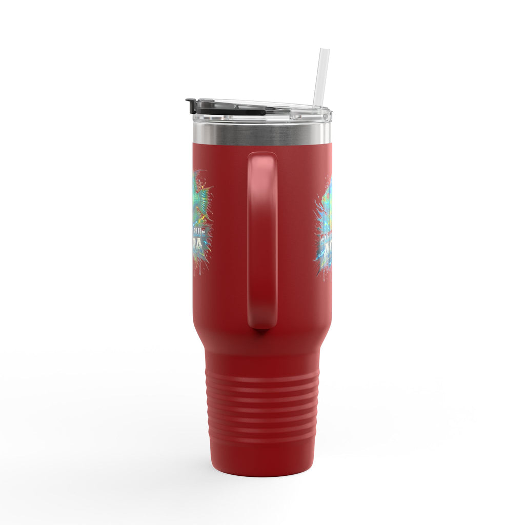 40oz Insulated Travel Mug - 'Electric Blue Acara' Fish Graphic, Leak-Resistant Tumbler for Aquarium Enthusiasts