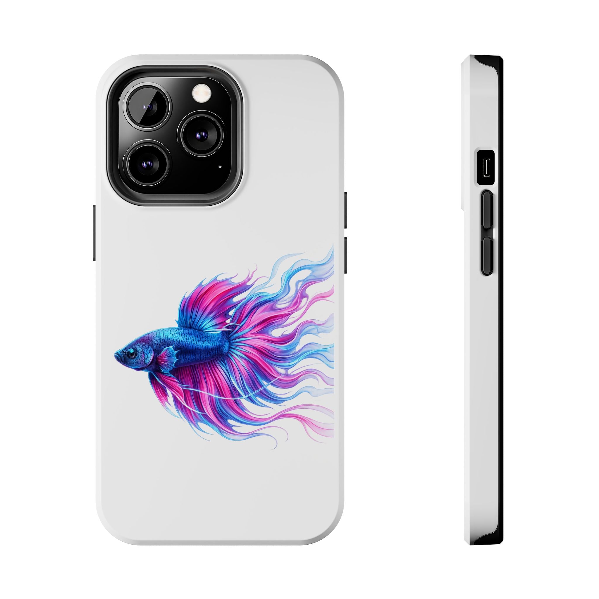 Betta Fish Tough Phone Case — Colorful Blue & Pink Aquarium Art