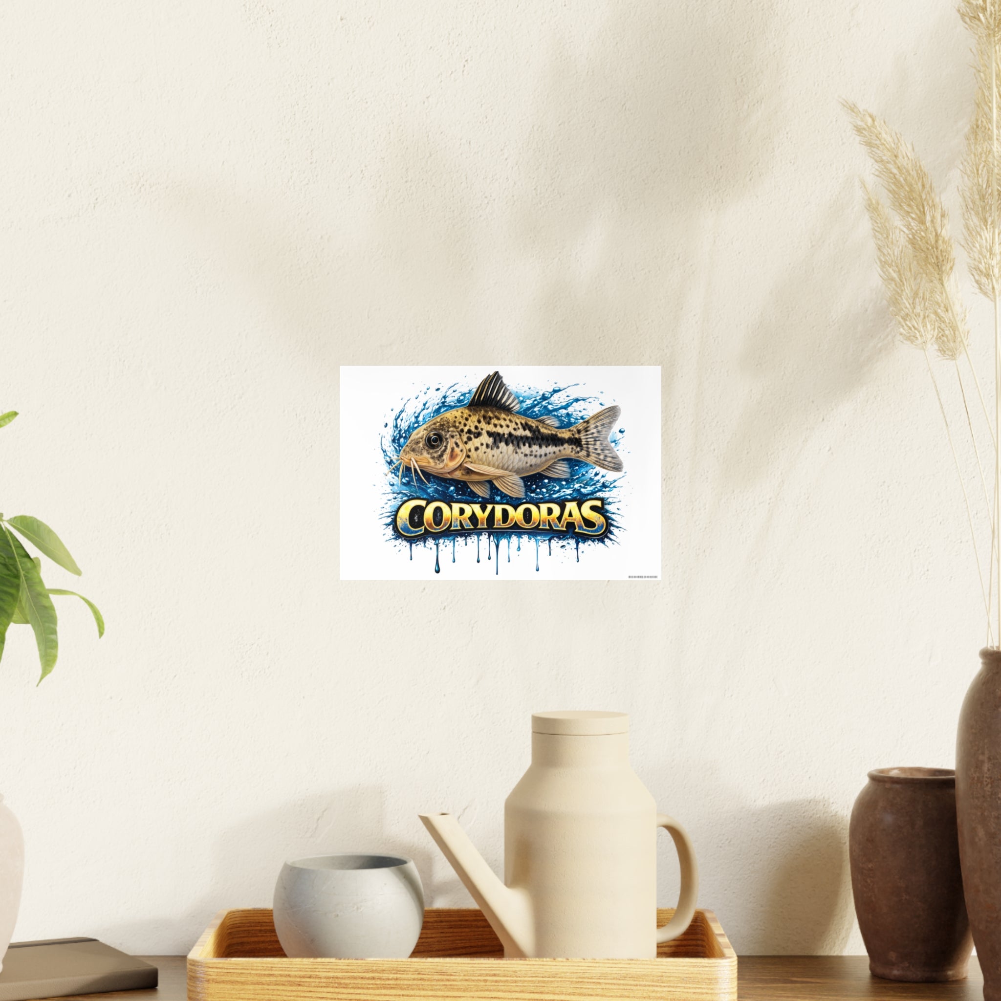 Peppered Corydoras Fish Art Poster — Vibrant Aquarium Print