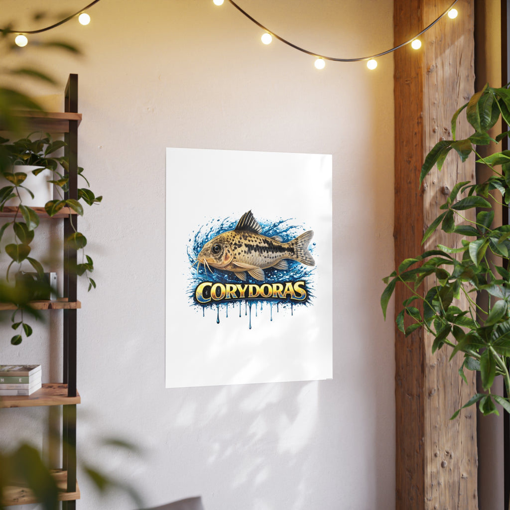 Peppered Corydoras Fish Art Poster — Vibrant Aquarium Print