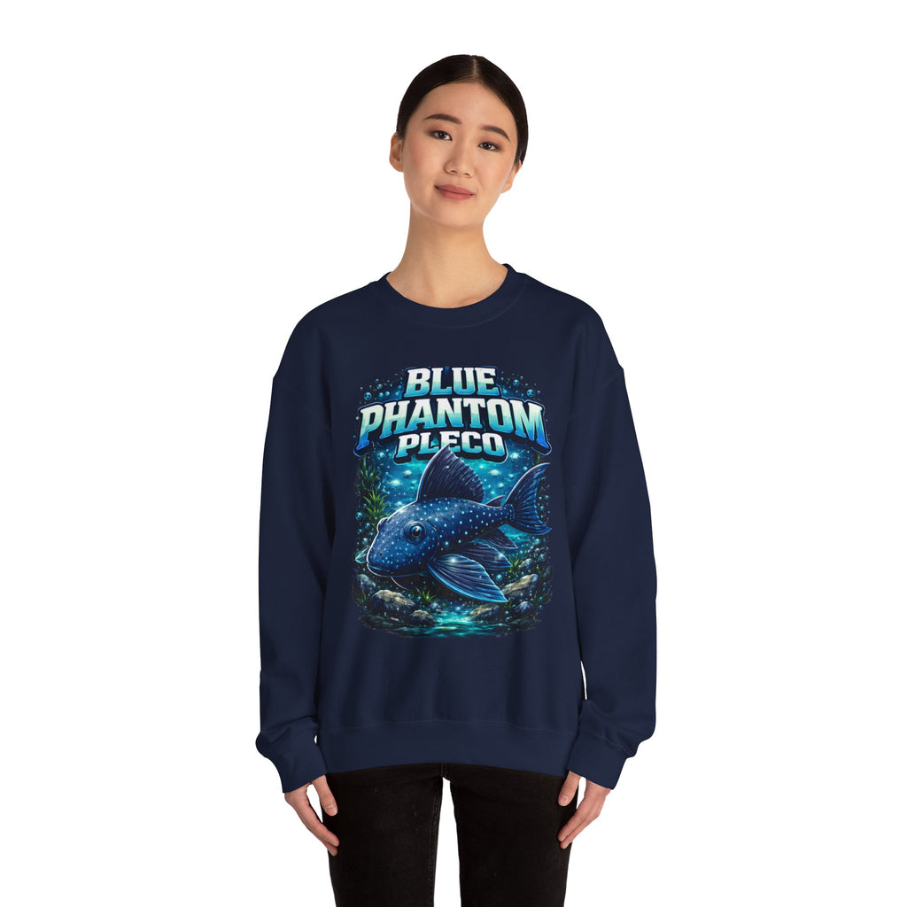 Blue Phantom Pleco Crewneck Sweatshirt – Aquatic Fish Graphic Pullover