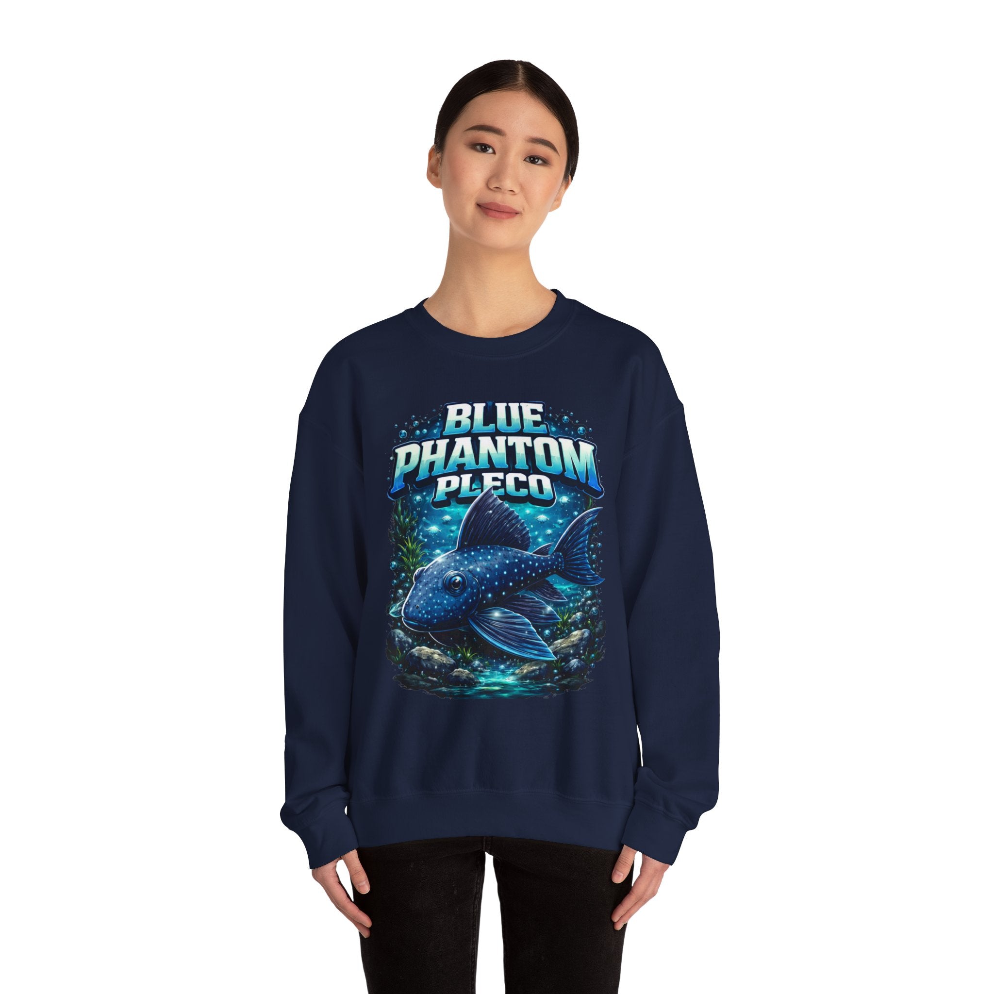 Blue Phantom Pleco Crewneck Sweatshirt – Aquatic Fish Graphic Pullover