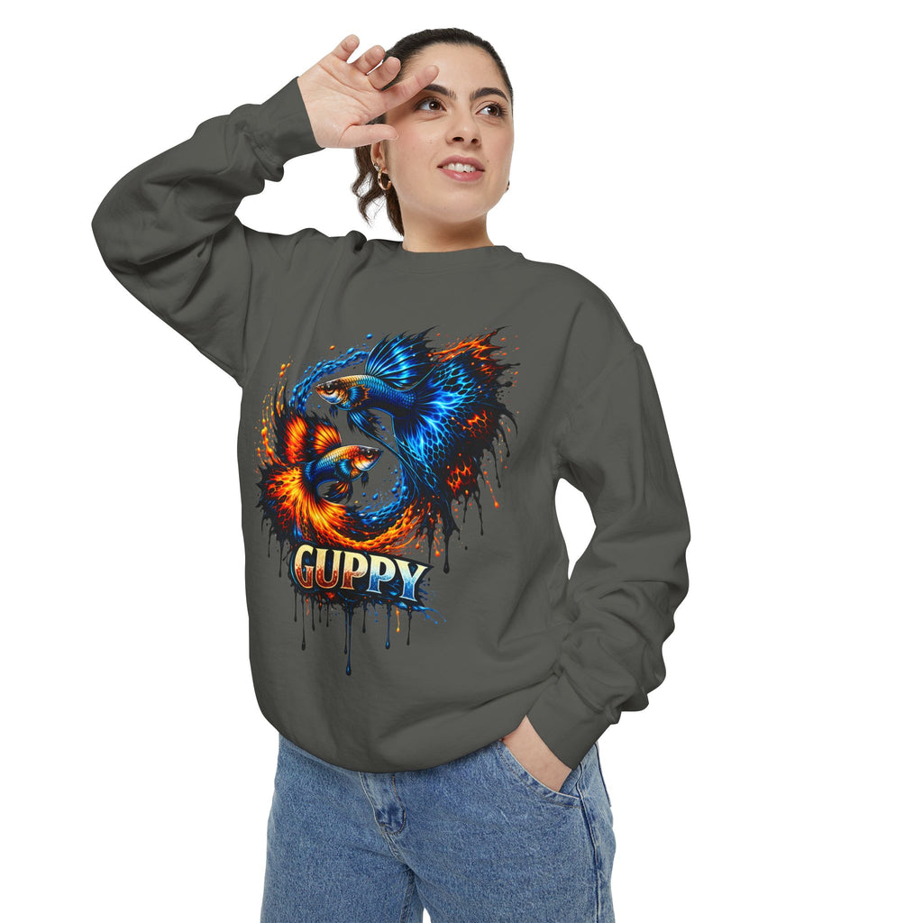 Fire & Ice Guppy – Premium "Neon Flare" Garment-Dyed Sweatshirt