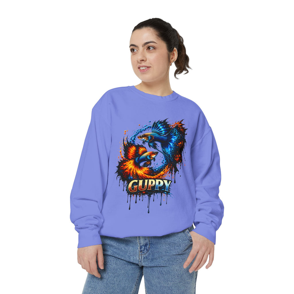 Fire & Ice Guppy – Premium "Neon Flare" Garment-Dyed Sweatshirt
