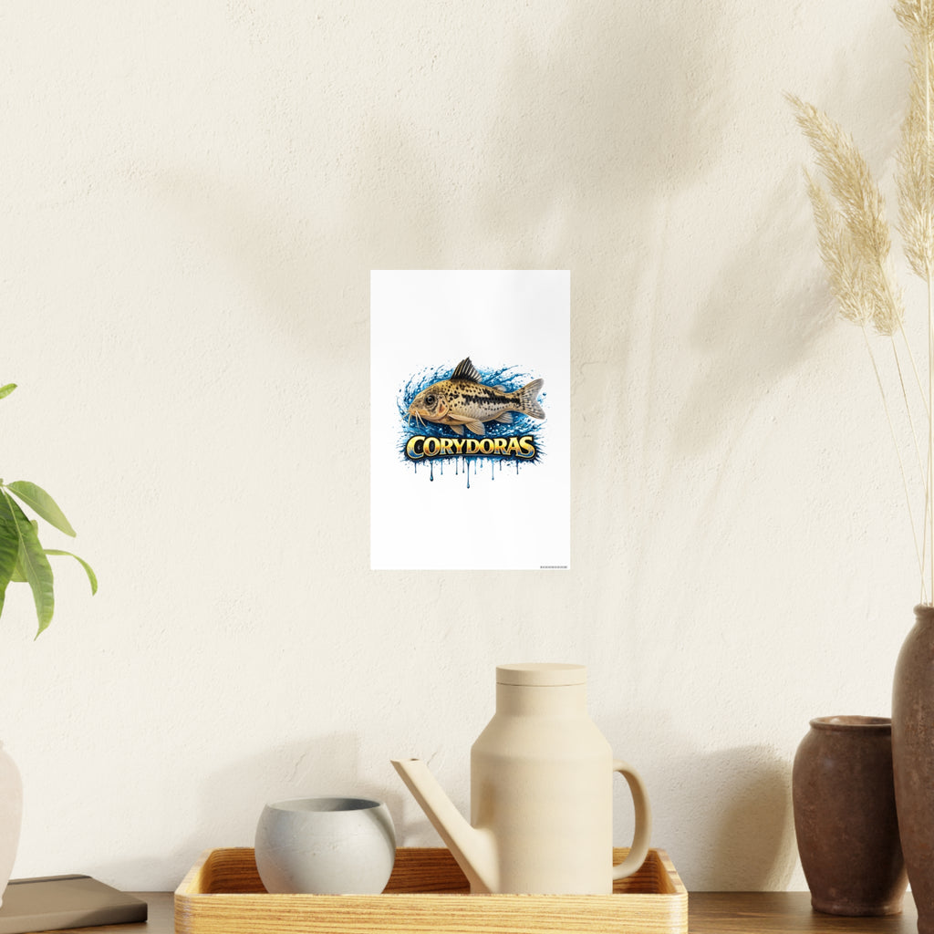 Peppered Corydoras Fish Art Poster — Vibrant Aquarium Print