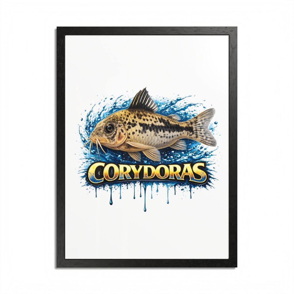 Corydoras Fish Framed Poster — Colorful Aquarium Art Print