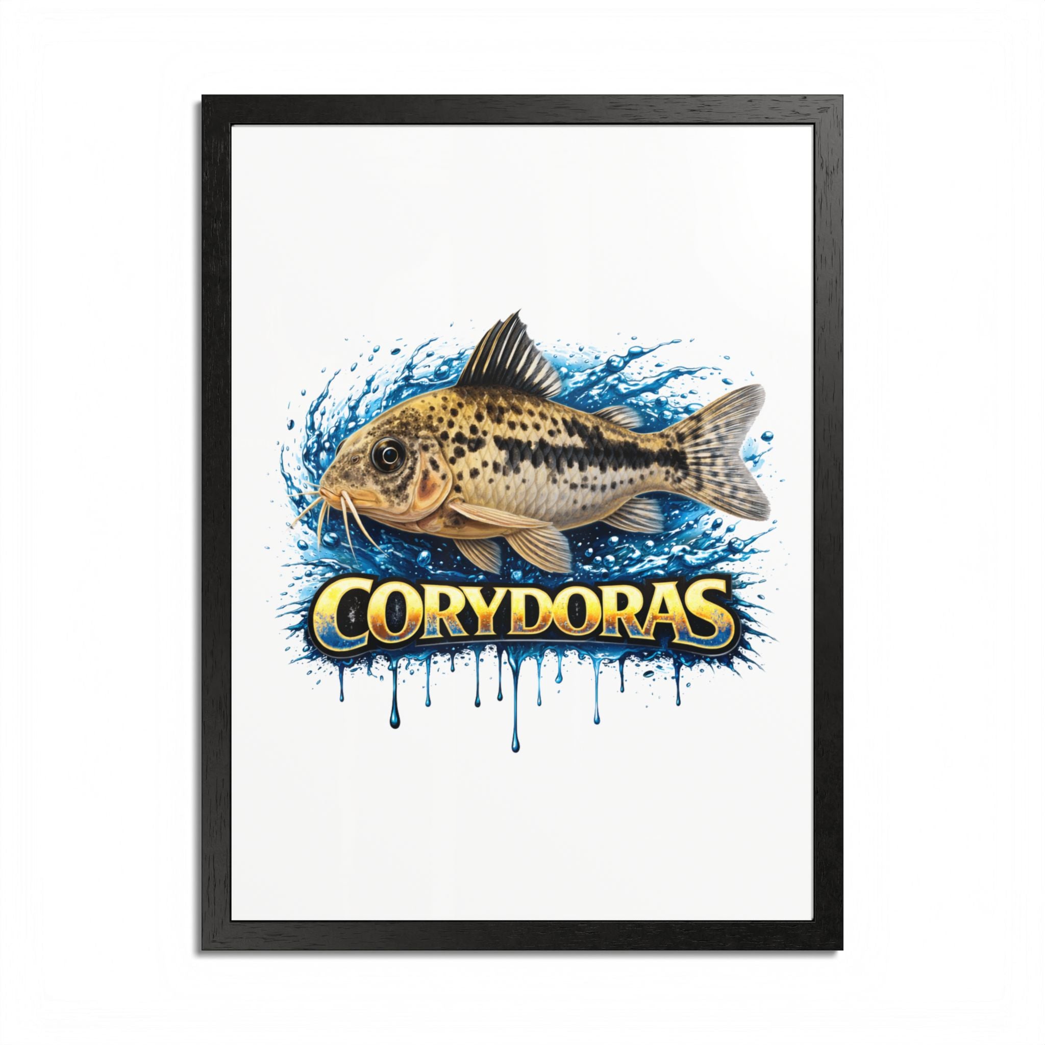 Corydoras Fish Framed Poster — Colorful Aquarium Art Print