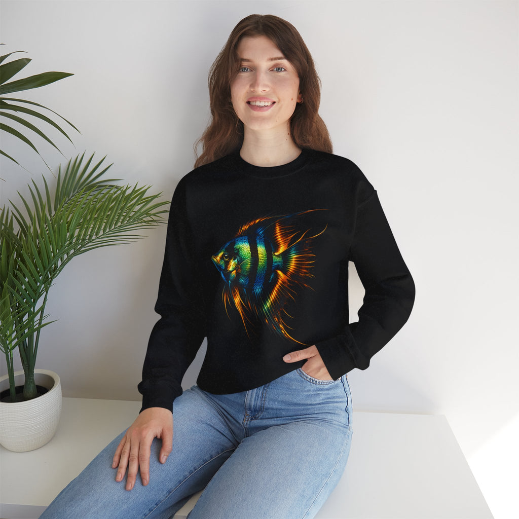 Angelfish Graphic Sweatshirt — Colorful Tropical Fish Crewneck