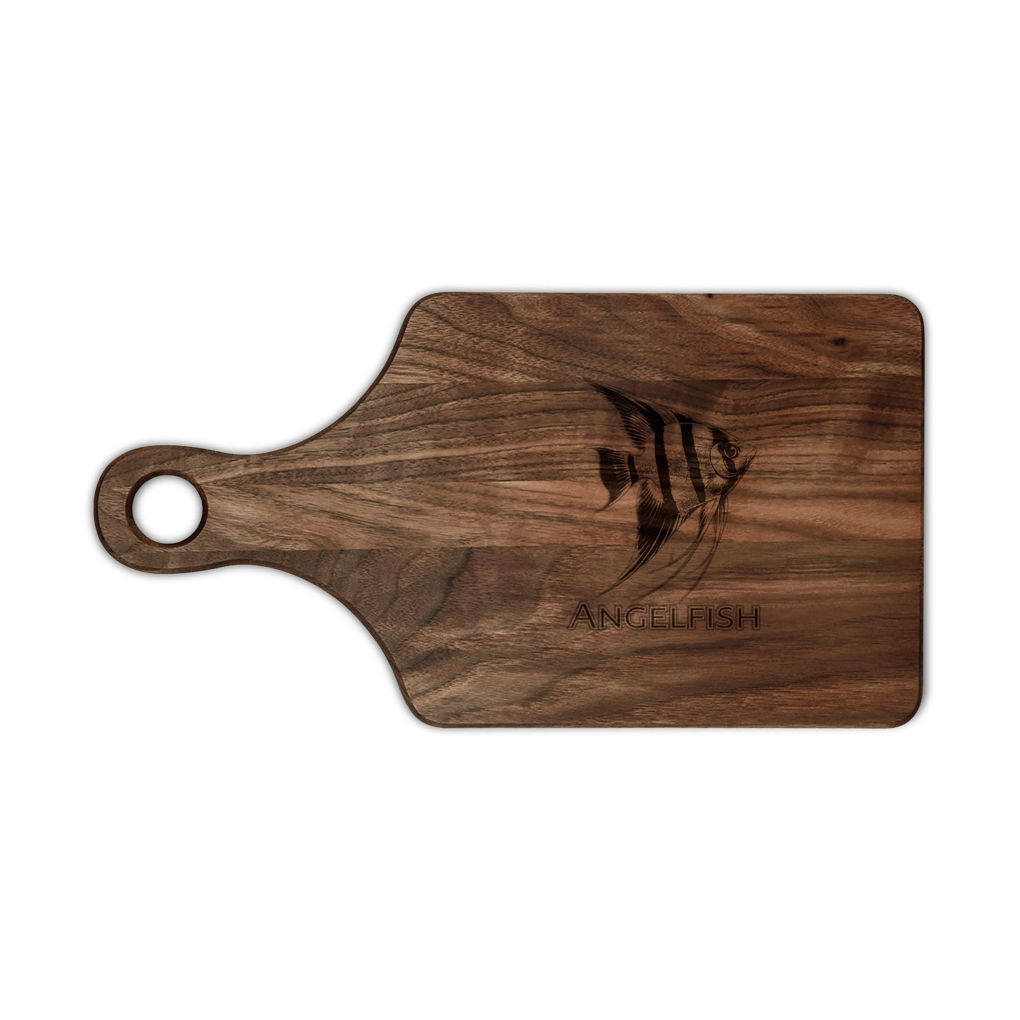 Engraved Angelfish Wooden Cutting Board — Personalized Kitchen Serving & Prep Board