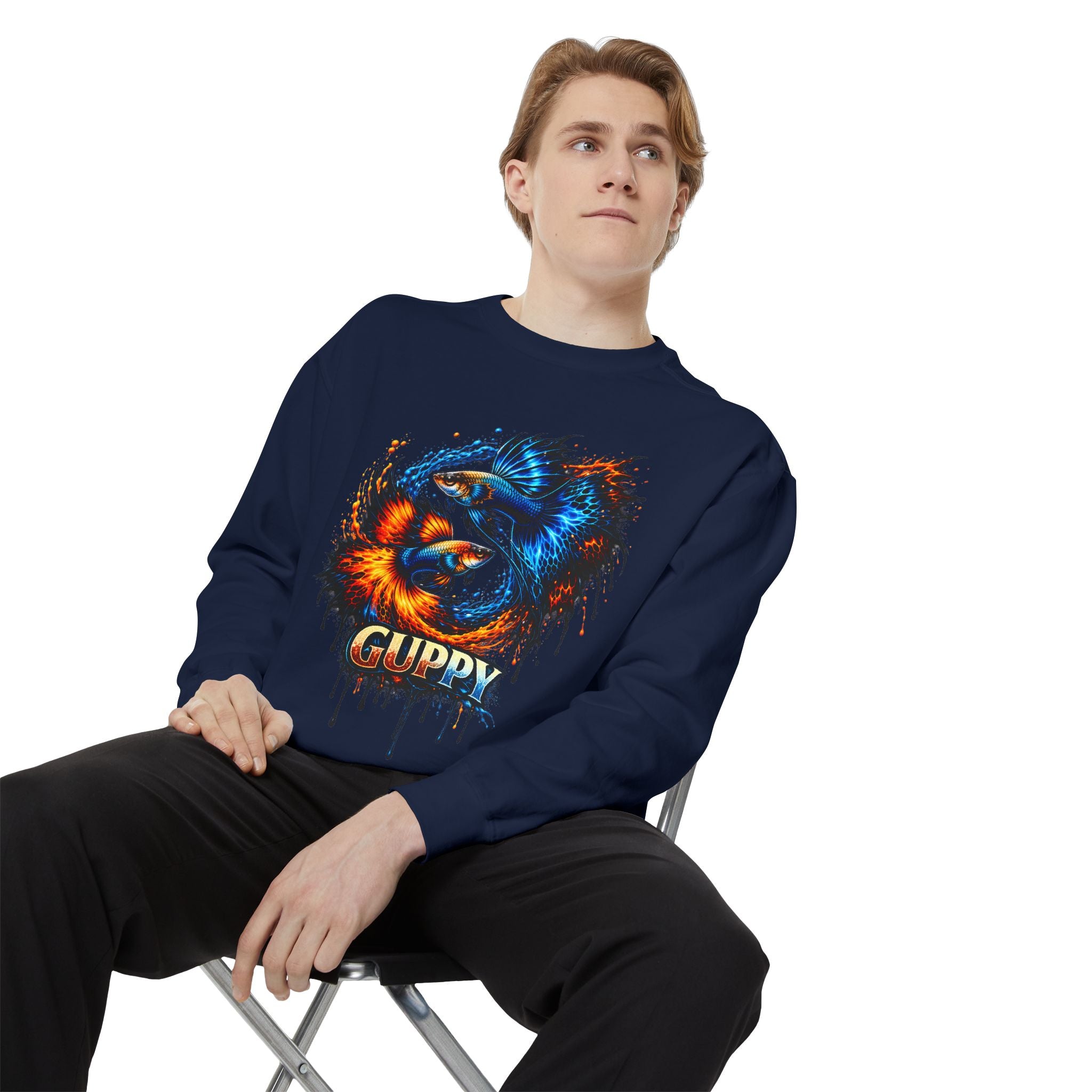 Fire & Ice Guppy – Premium "Neon Flare" Garment-Dyed Sweatshirt