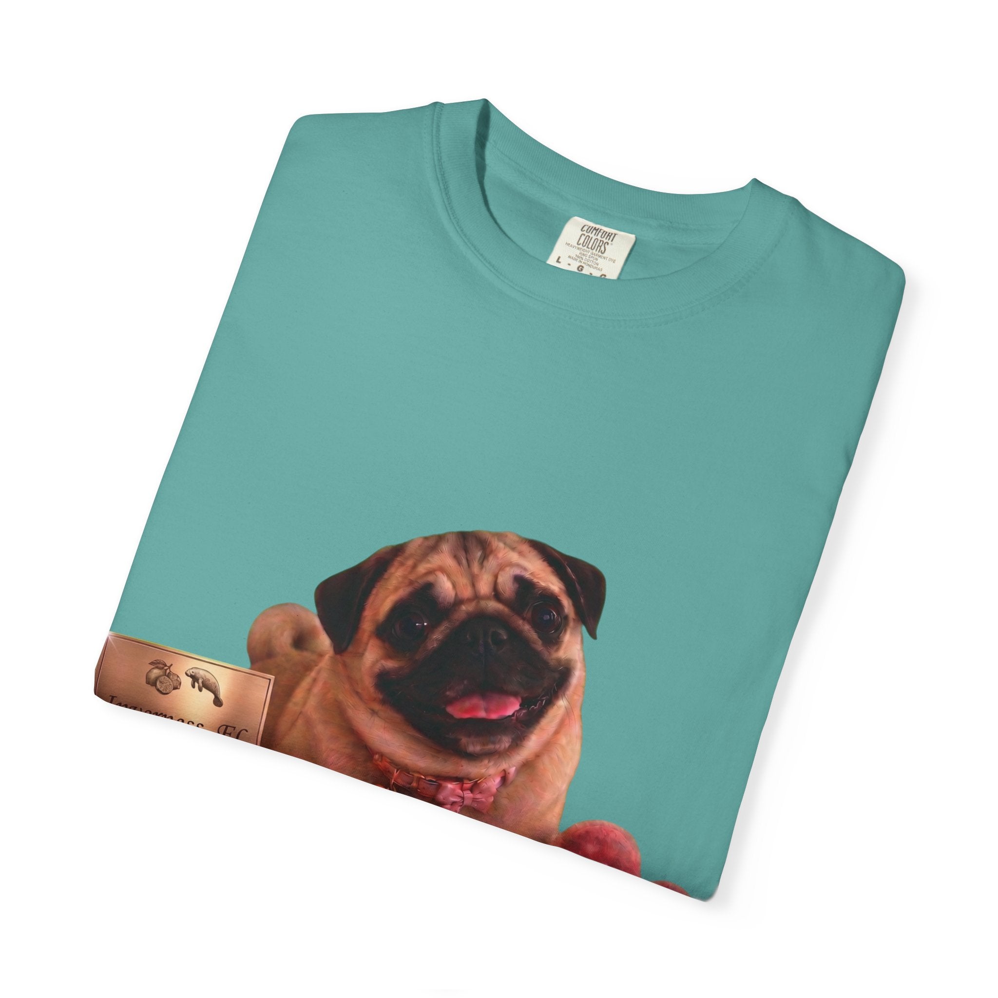 Pug Pet Portrait T-Shirt — Personalized "MIA" Dog Design