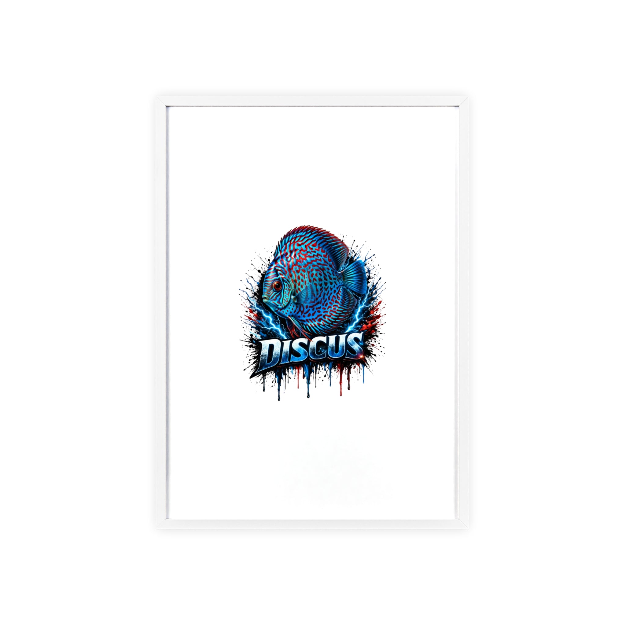 Discus Fish Poster with Wooden Frame — Colorful Aquarium Art Print
