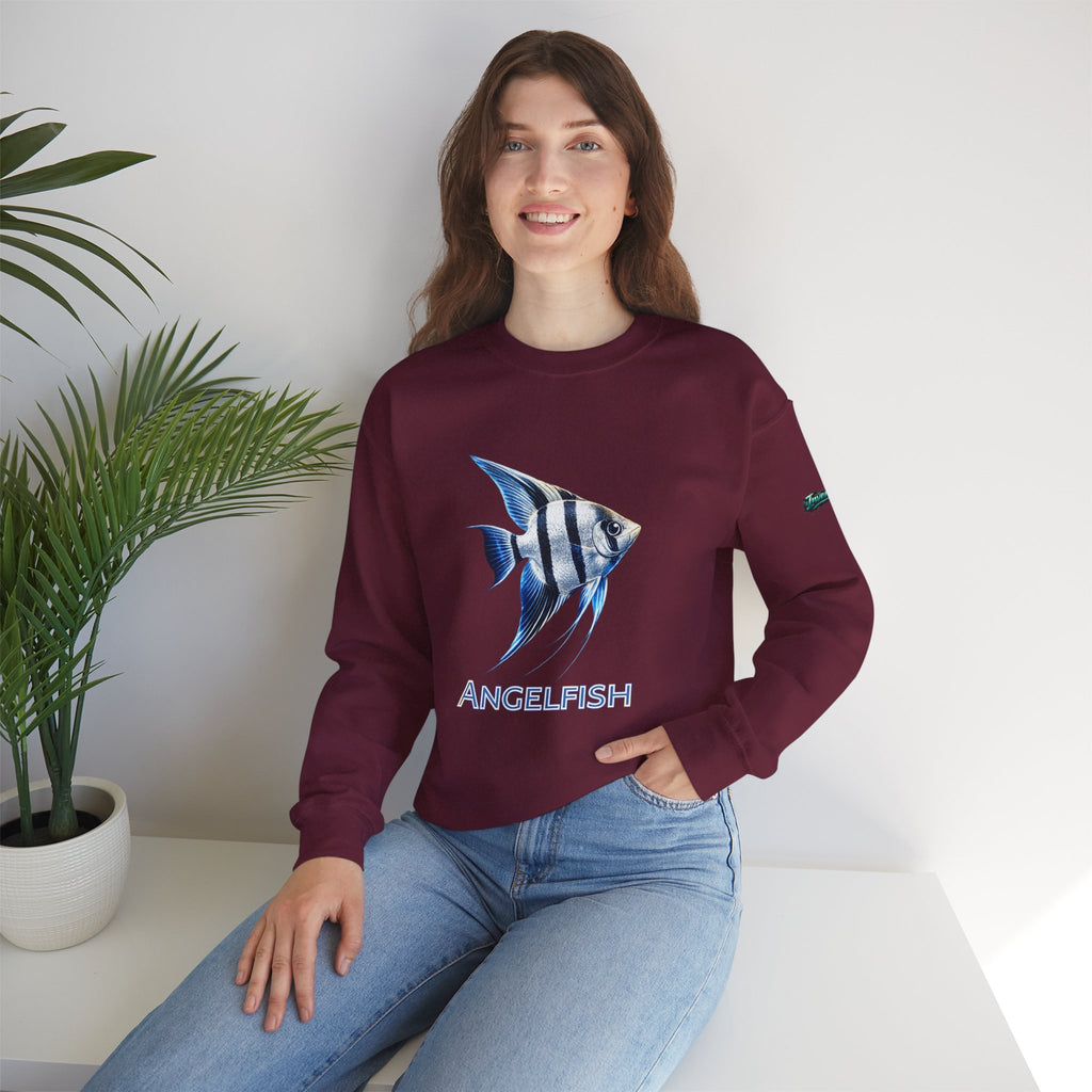 Angelfish Crewneck Sweatshirt — Blue Tropical Fish Graphic
