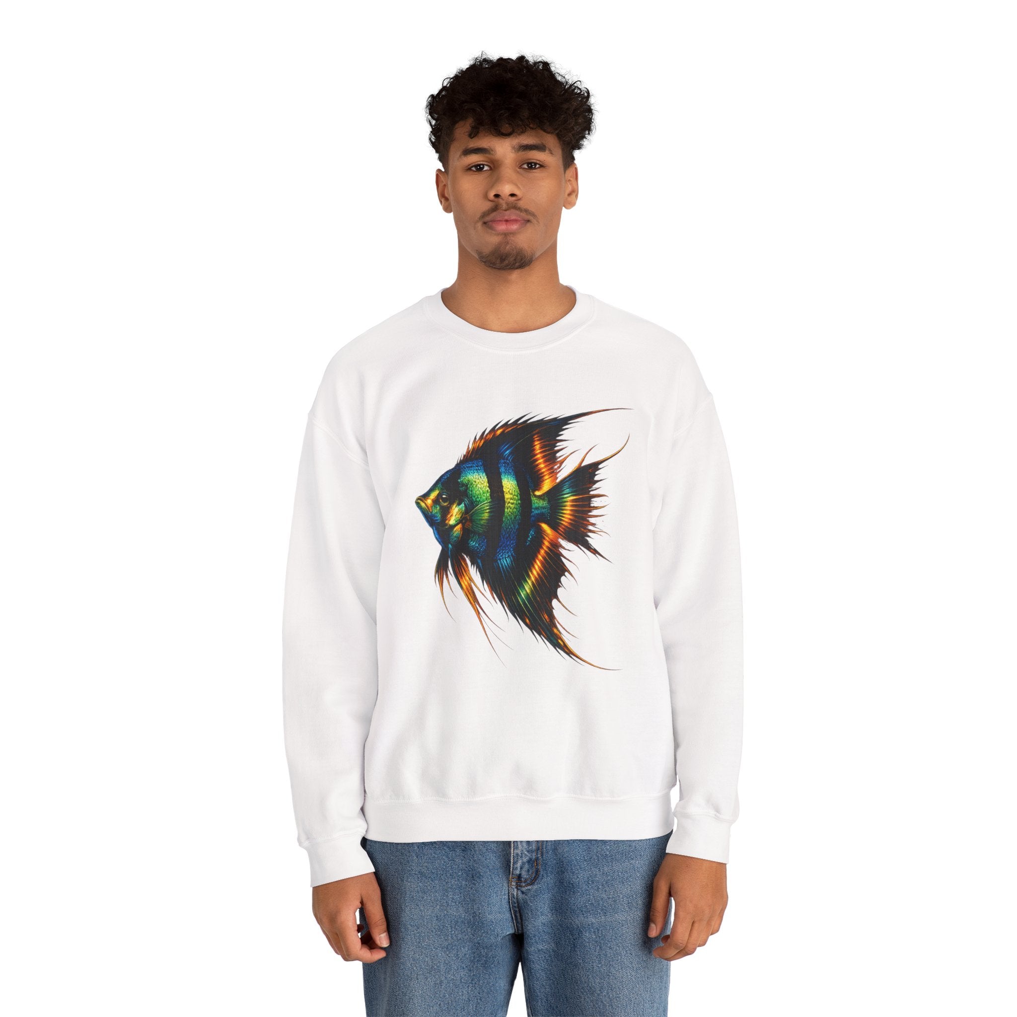 Angelfish Graphic Sweatshirt — Colorful Tropical Fish Crewneck
