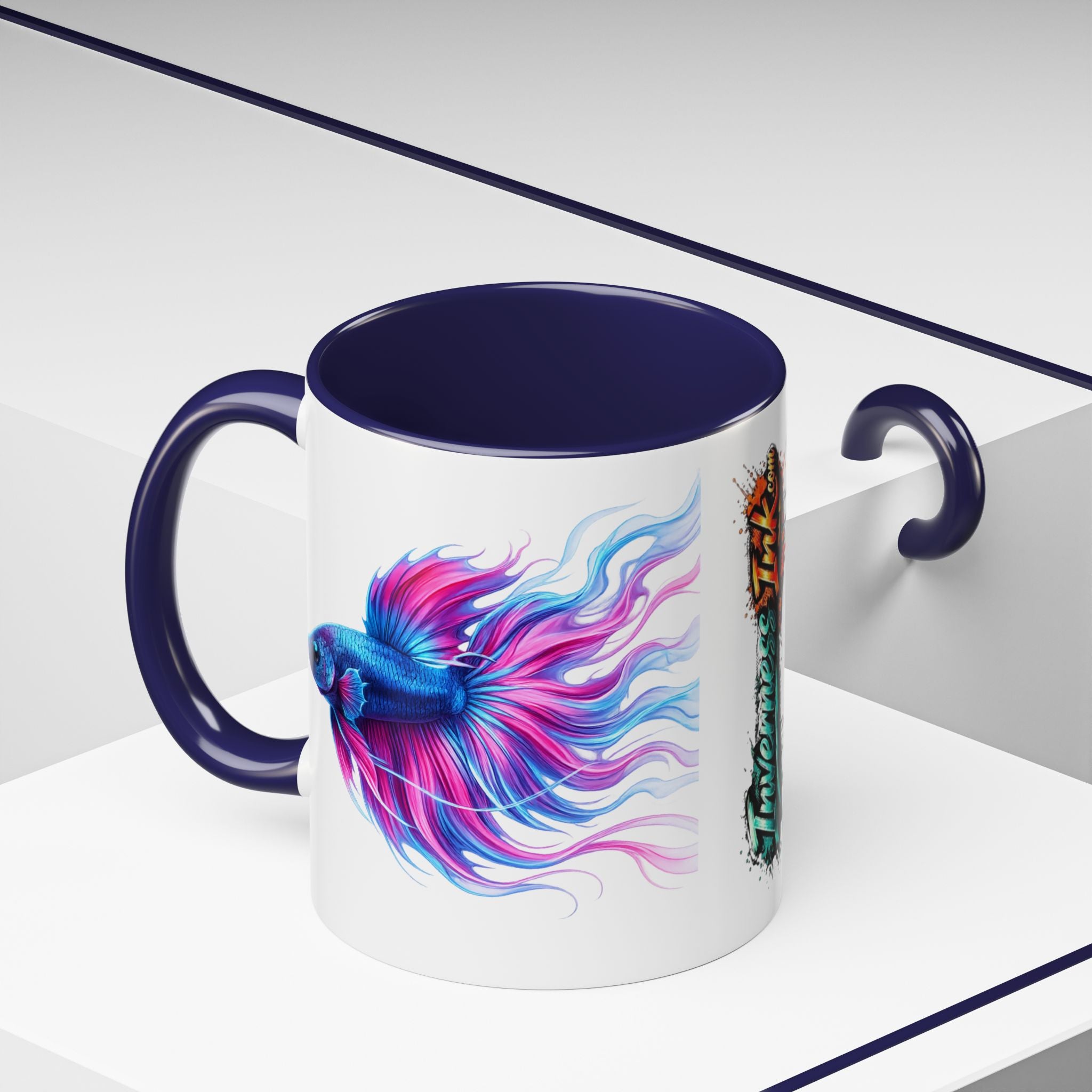 Betta Fish Accent Coffee Mug — Vibrant Neon Betta Design (11/15 oz)