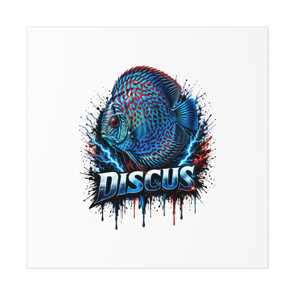 Discus Fish Poster — Vibrant Blue Aquarium Art Print