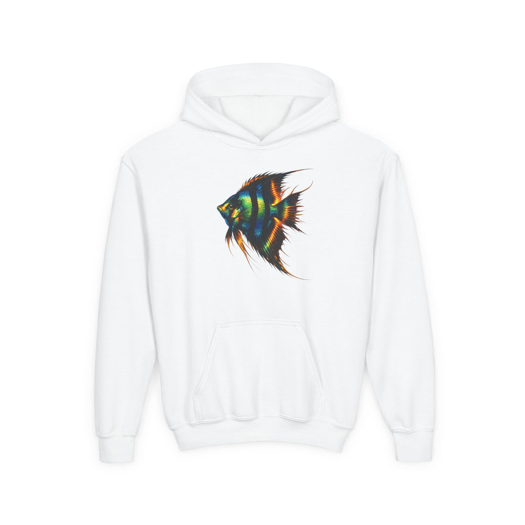 Youth Angelfish Hoodie - Colorful Aquarium Fish Graphic Sweatshirt