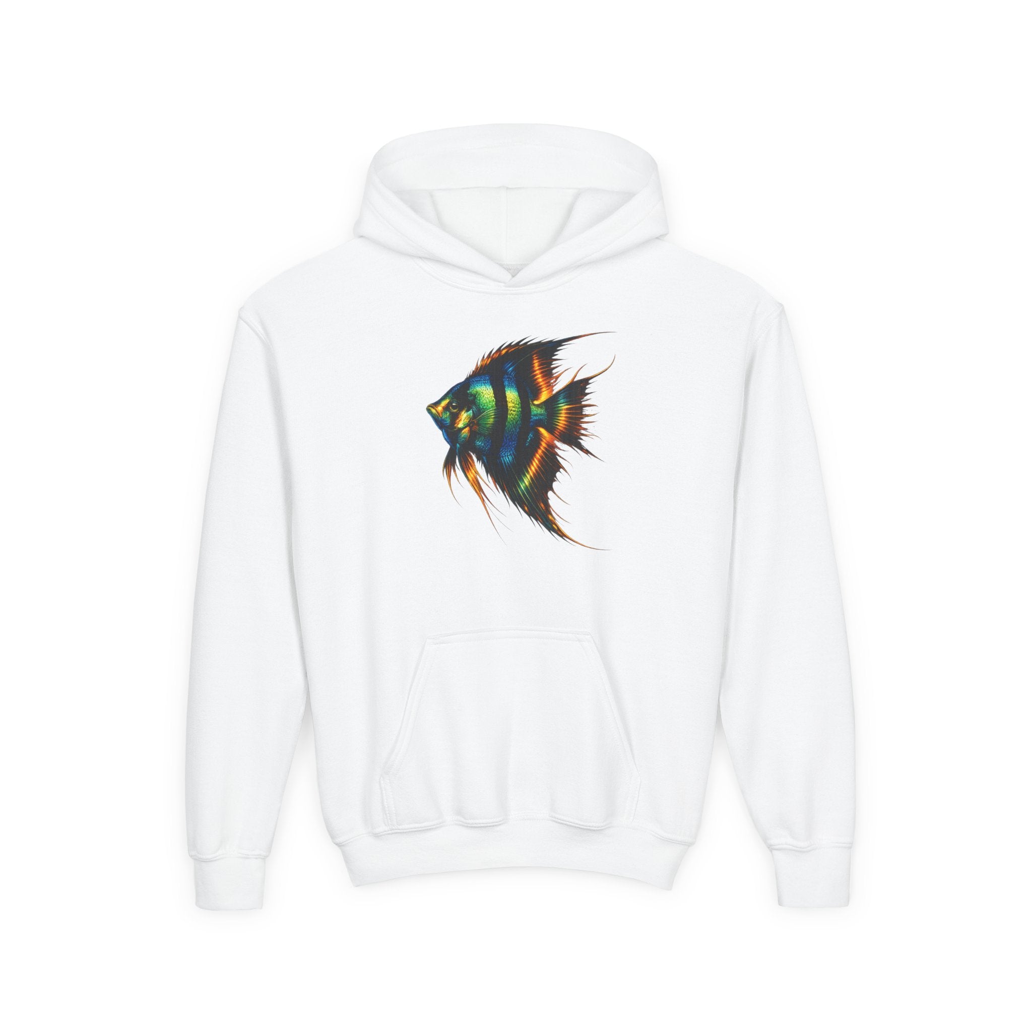 Youth Angelfish Hoodie - Colorful Aquarium Fish Graphic Sweatshirt