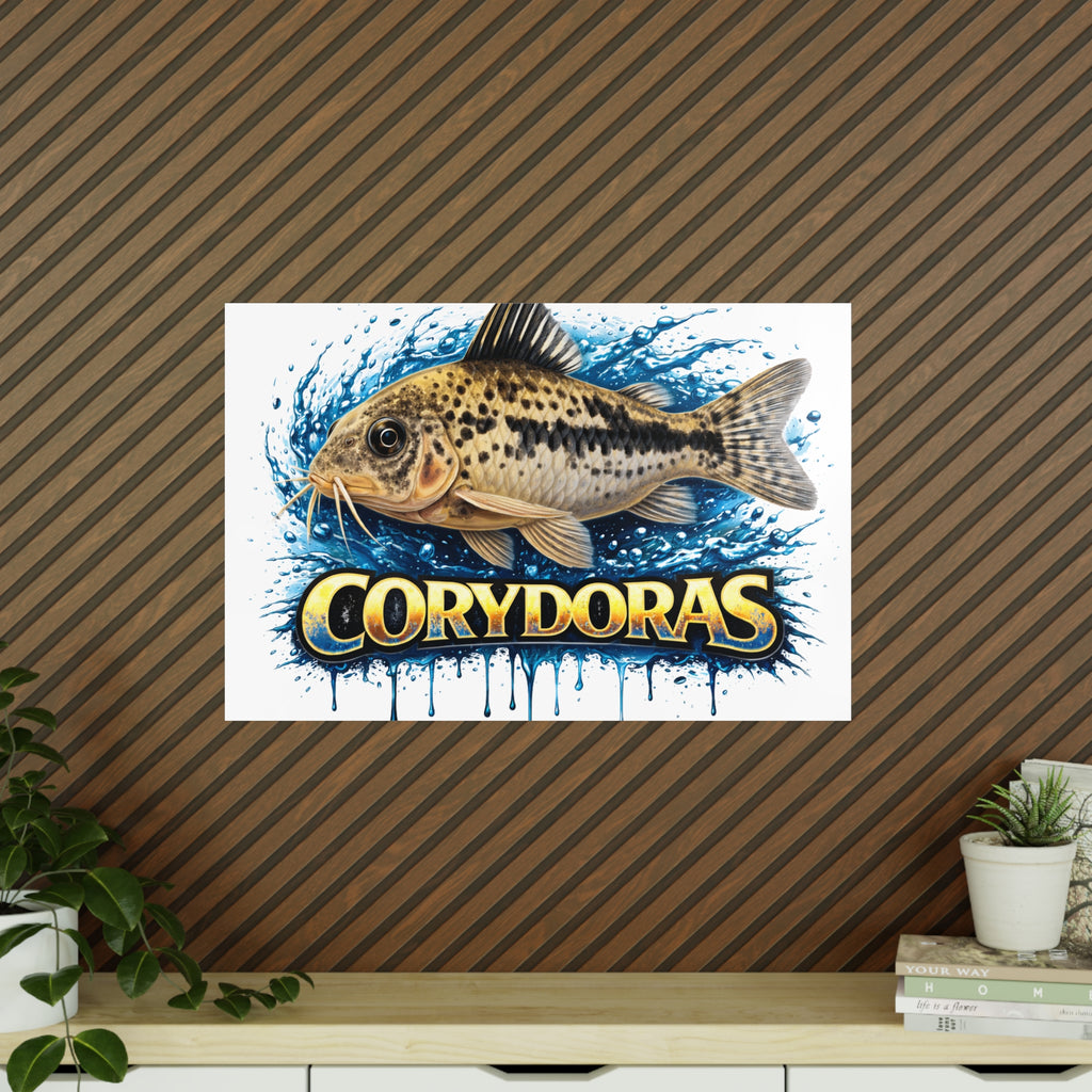 Peppered Cory Photopaper Poster — Colorful Aquarium Catfish Art Print