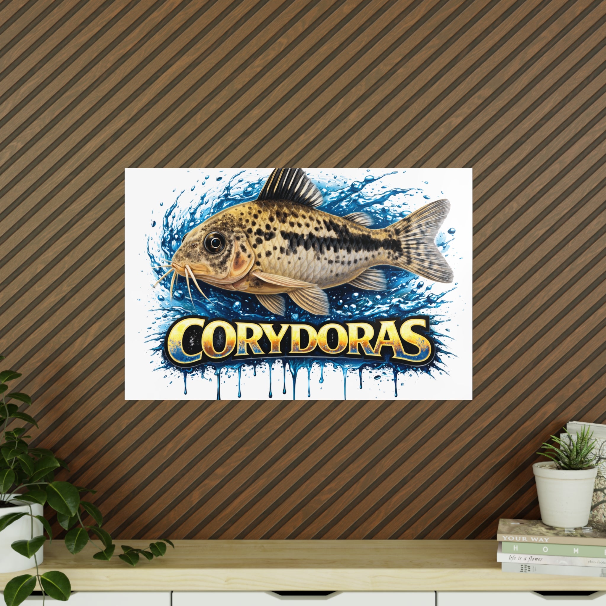 Peppered Cory Photopaper Poster — Colorful Aquarium Catfish Art Print