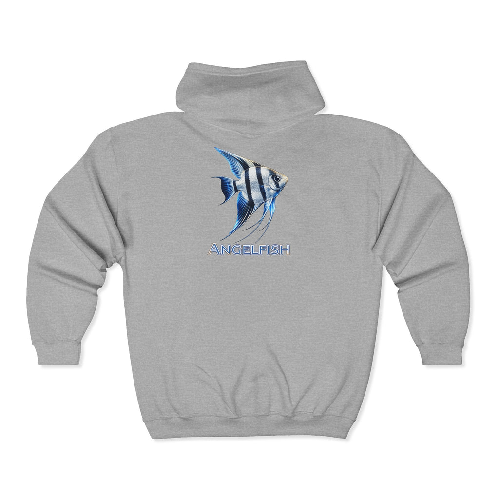 Angelfish Graphic Zip Hoodie — Aquarium Fish Lover Full‑Zip Sweatshirt