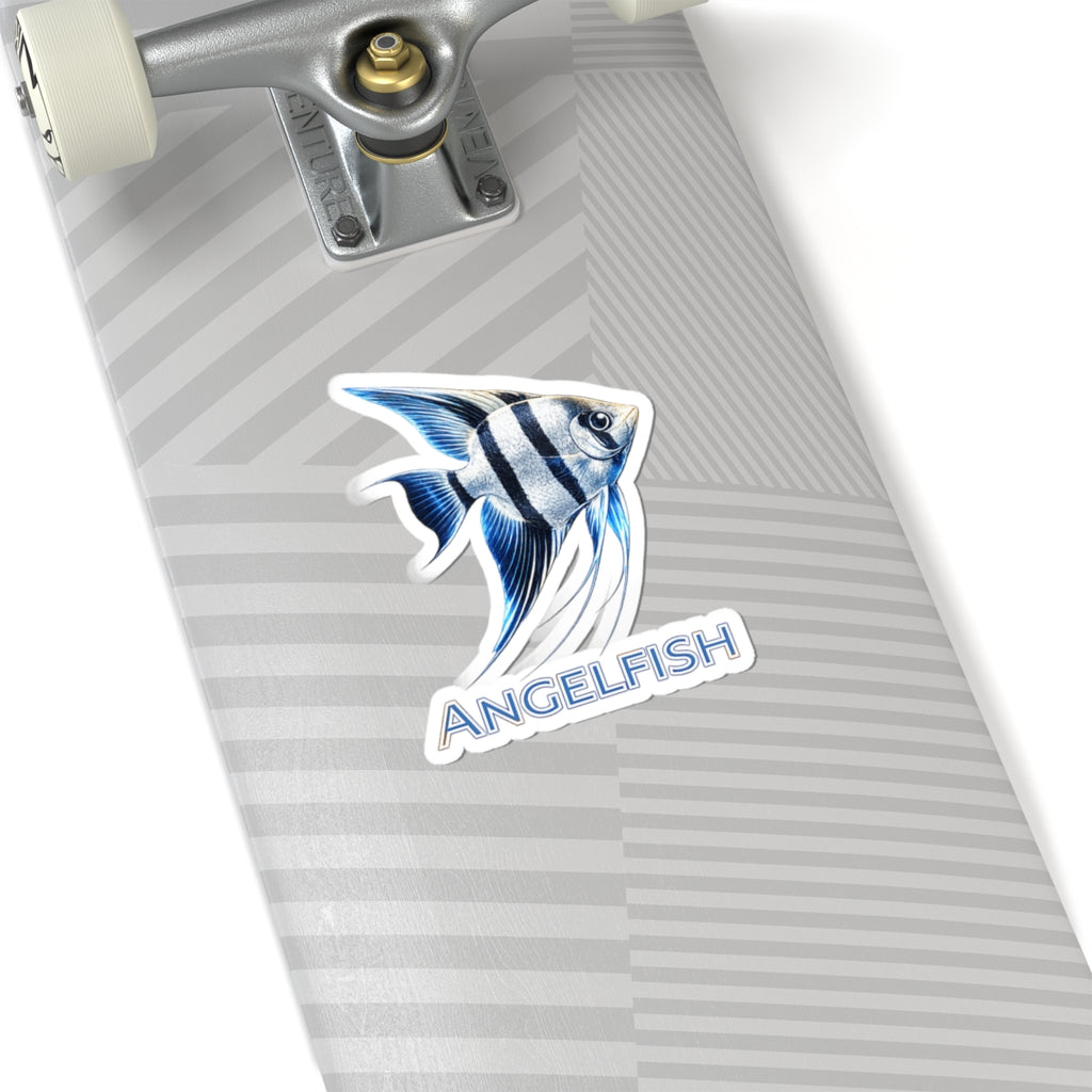 Angelfish -Cut Sticker — Blue Tropical Fish Decal for Laptops, Water Bottles & Aquarists